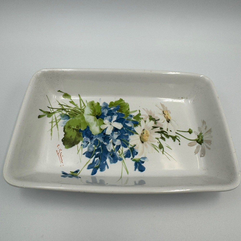 Vintage American Airlines Hall China Co Floral‎ Tray C Klein Violets Daisies USA